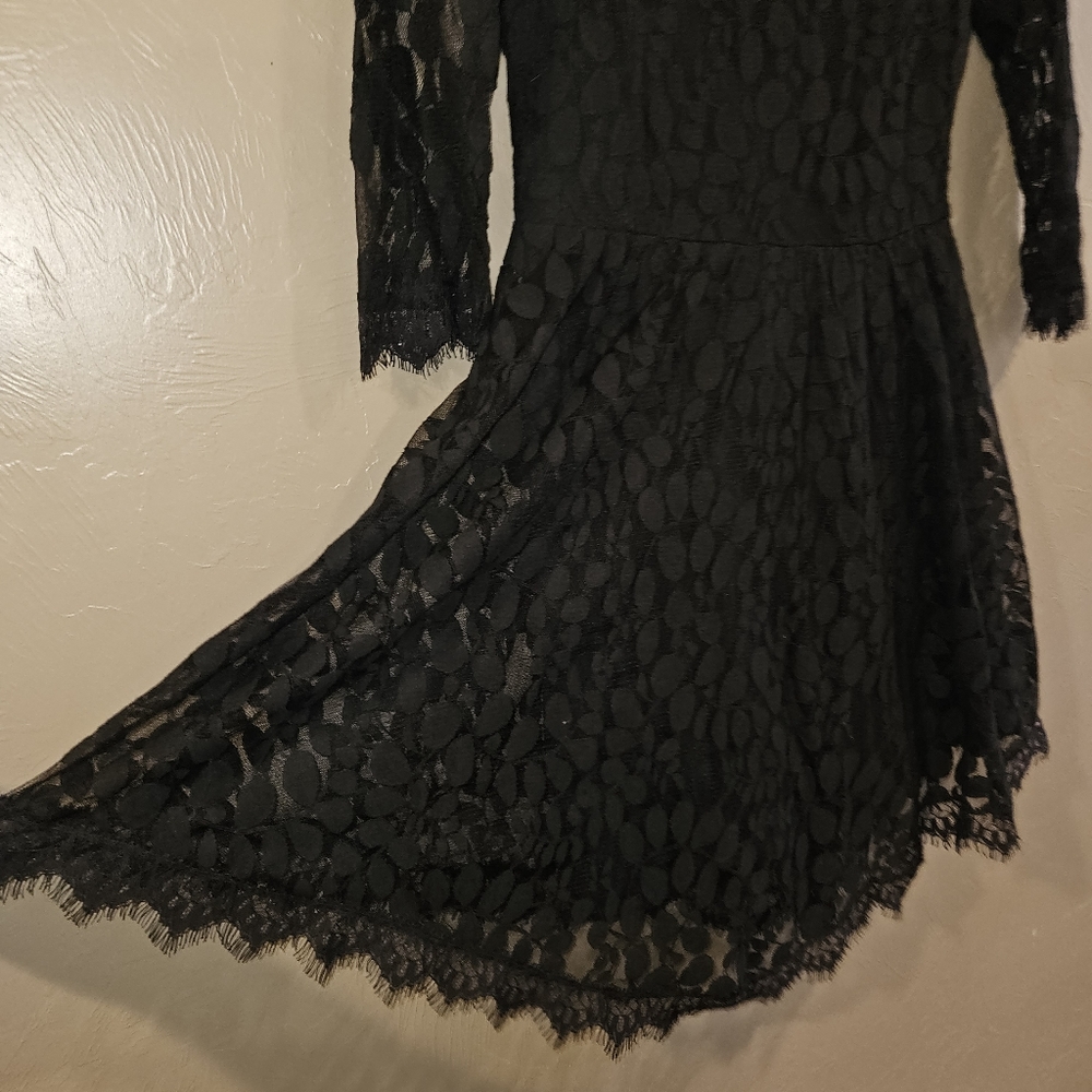FREE PEOPLE Dress Black Lace Women's Size 4 Whimsigoth Fairy Goth Fairycore Y2k - Picture 8 of 15
